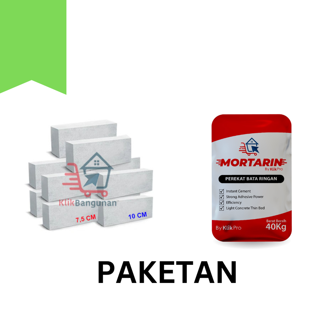 ACON BATA RINGAN 7.5 CM KUBIK + MORTARIN PEREKAT BATA