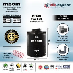 [SP080414017648] MPOIN WAVE TANGKI AIR STANDARD TIPE W 550 HITAM 550 LITER